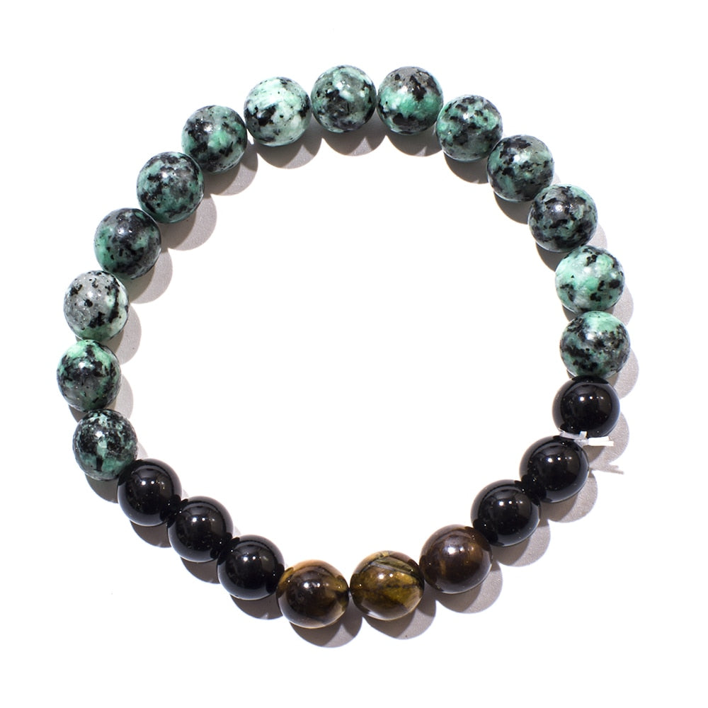 African Turquoise, Black Onyx, and Tiger Eye 8mm Beads Set - Flexi Africa - Flexi Africa offers Free Delivery Worldwide - Vibrant African traditional clothing showcasing bold prints and intricate designs