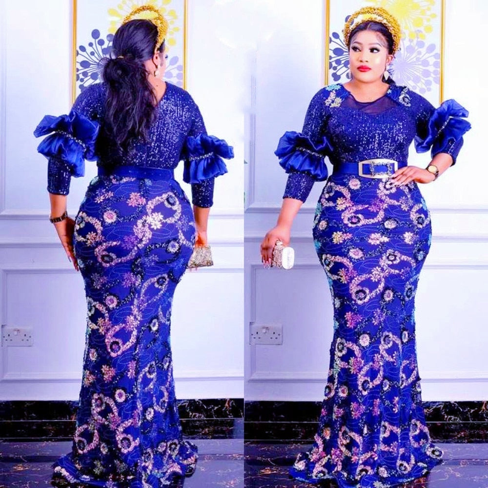 Plus Size African Party Long Dresses for Women New Dashiki Ankara Sequin Evening Gowns Turkey Outfits Robe Africa Clothing - Flexi Africa - Flexi Africa offers Free Delivery Worldwide - Vibrant African traditional clothing showcasing bold prints and intricate designs