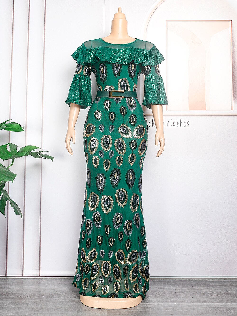 Make a Statement in our Stunning Plus Size Sequin Mermaid Gown - Perfect for Weddings and Special Occasions - Flexi Africa - Flexi Africa offers Free Delivery Worldwide - Vibrant African traditional clothing showcasing bold prints and intricate designs