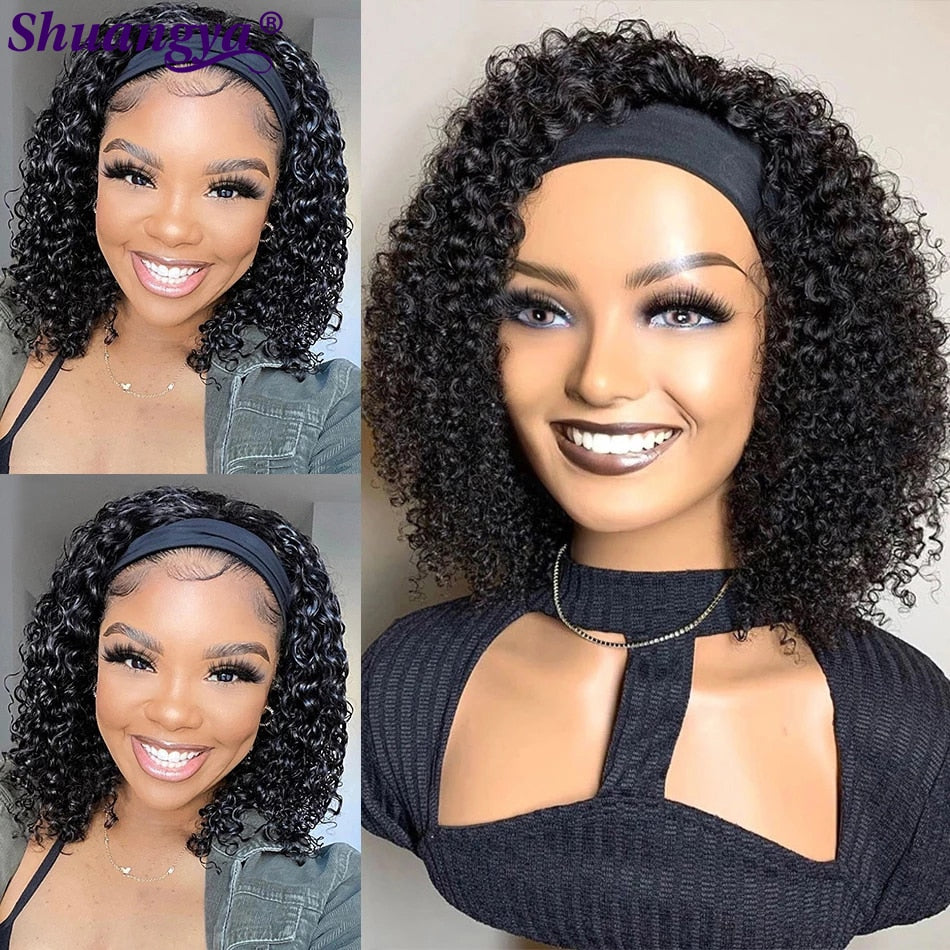 100% Human Hair Afro Kinky Curly Headband Wig with 200 Density - Flexi Africa - Flexi Africa offers Free Delivery Worldwide - Vibrant African traditional clothing showcasing bold prints and intricate designs