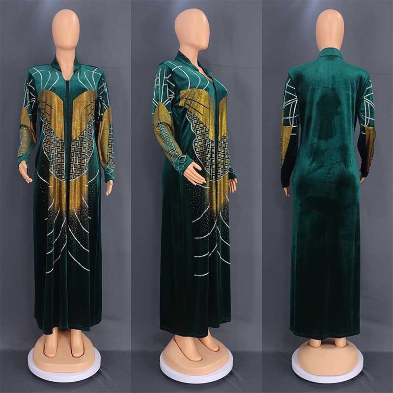 Women Velvet Spring Stripe Africa Clothing - Flexi Africa - Flexi Africa offers Free Delivery Worldwide - Vibrant African traditional clothing showcasing bold prints and intricate designs