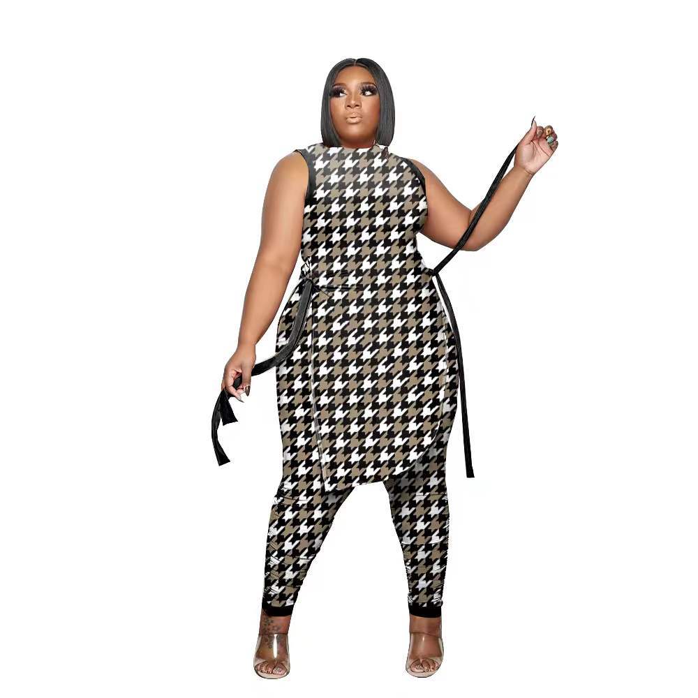 2PC Sleeveless Top and Pants Suit - Dashiki African Clothes for Women - Flexi Africa - Flexi Africa offers Free Delivery Worldwide - Vibrant African traditional clothing showcasing bold prints and intricate designs
