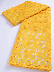 Yellow African Water Soluble Lace Fabric 2.5 Yards African Guipure Cord Lace Fabric - Flexi Africa - Flexi Africa offers Free Delivery Worldwide - Vibrant African traditional clothing showcasing bold prints and intricate designs