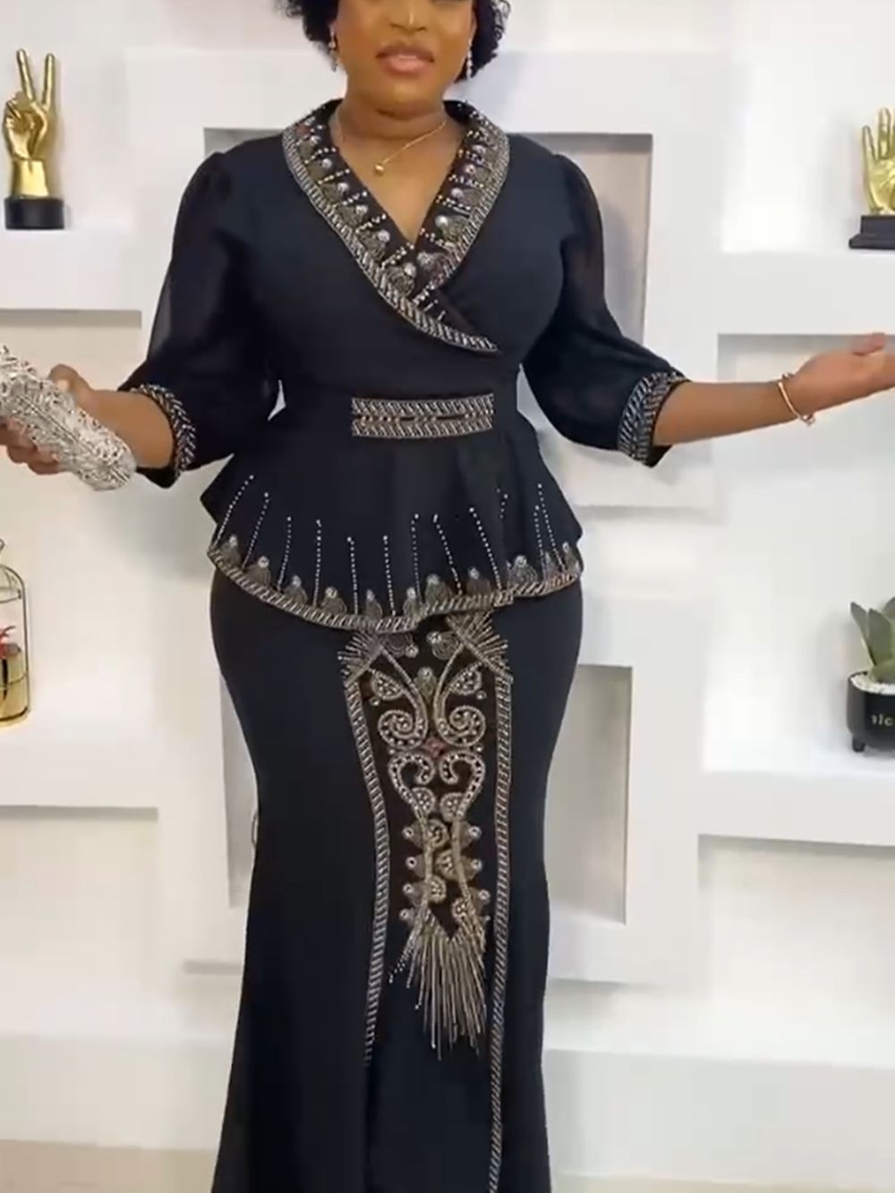 Effortlessly Chic: 2 Piece Dashiki African Skirt and Top Set for Women, Perfect for Weddings and Parties - Flexi Africa - Flexi Africa offers Free Delivery Worldwide - Vibrant African traditional clothing showcasing bold prints and intricate designs