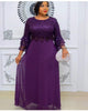 Unleash Your Inner Goddess with Elegant African Maxi Dress: Three-Quarter Sleeves, Solid Colors, and Flowing Polyester Fabric in Sizes L-3XL - Perfect for Spring and Autumn