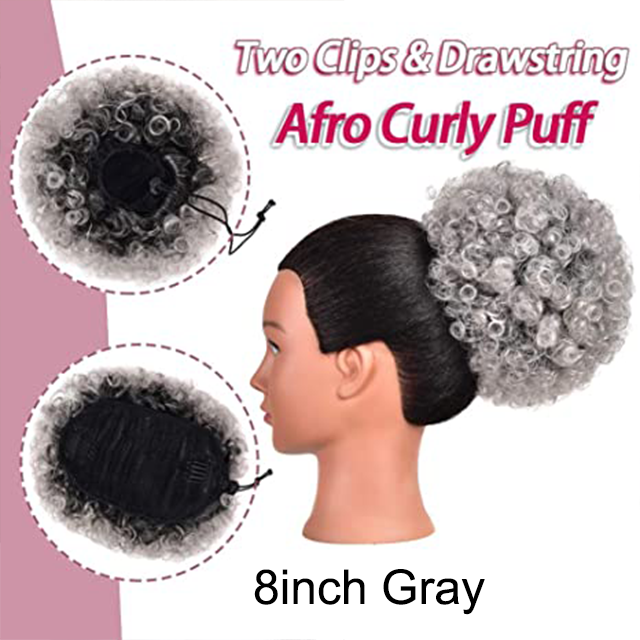 Short Afro Puff Synthetic Hair Bun Chignon Hairpiece Drawstring Ponytail Kinky Curly Updo Clip Hair Extensions - Flexi Africa - Flexi Africa offers Free Delivery Worldwide - Vibrant African traditional clothing showcasing bold prints and intricate designs