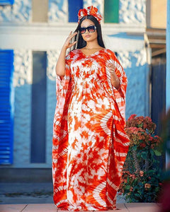 Only shop at Flexi Africa for Purple Orange African Dresses for Women Summer African Women Half Sleeve V-neck Polyester Long Dress African Print Dresses S-5XL International Free Shipping Worldwide Purple Multi Color Red Yellow Pink Latest Fashion 2023 2022 Africa Afro Fashion United States Zimbabwe Zambia South Africa