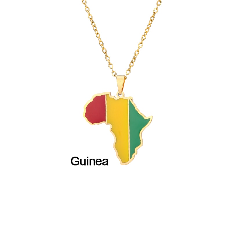 Continent Chic: African Map Geometric Pendant Necklace in Stainless Steel - Flexi Africa - Flexi Africa offers Free Delivery Worldwide - Vibrant African traditional clothing showcasing bold prints and intricate designs