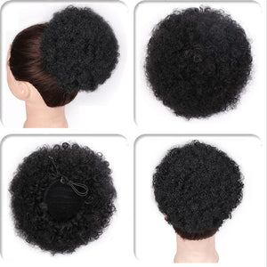 Short Afro Puff Synthetic Hair Bun Chignon Hairpiece Drawstring Ponytail Kinky Curly Updo Clip Hair Extensions For Women