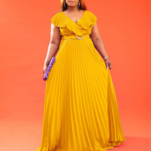 Elegant African Maxi Dress with Belt: Perfect for Summer Parties and Formal Occasions - Plus Size Available