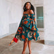 Flower Power African Dress for Women - Polyester Off-The-Shoulder Backless Dress Perfect for Daily Wear, Evening Parties, and Special Occasions