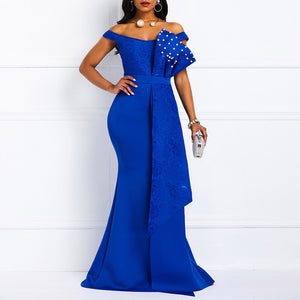 Shop now at only Flexi Africa Bodycon Off the Shoulder Sexy Women Dress Elegant African Ladies Mermaid Beaded Lace Wedding Evening Party Maxi Dresses New Year Clothes Express Delivery International Shipping at Flexi Africa!