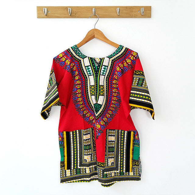 African Traditional Print Cotton Dashiki T-shirts Fashion Clothing - Flexi Africa - Flexi Africa offers Free Delivery Worldwide - Vibrant African traditional clothing showcasing bold prints and intricate designs