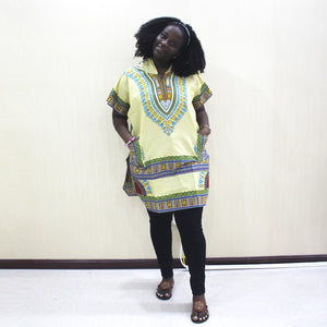 Dashikiage Yellow 100% Cotton African Dashiki Traditional Print WOMEN - Flexi Africa