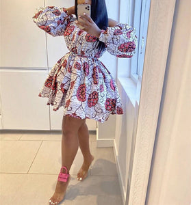Shop only at Flexi Africa for African Dresses Women Sexy Shoulder Off Mini Dress Dashiki Tribal Print Africa Dress Women African Clothes Robe Africaine Femme International Express Free Worldwide Delivery Multi Color Red Blue Pink Purple Latest 2022 Brand New only at Flexi Africa!