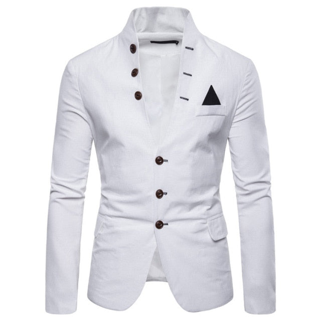 Sharp and Sophisticated: Men's Slim Fit White Blazer Coat for Business, Wedding, and Casual Events - Flexi Africa - Flexi Africa offers Free Delivery Worldwide - Vibrant African traditional clothing showcasing bold prints and intricate designs