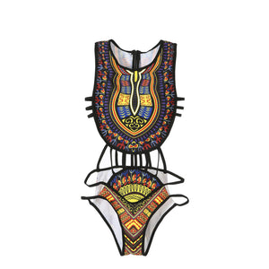 Shop Now at Flexi Africa Women Ethnic Floral One-Piece Swimsuit African Bathing Suit Polyester Nylon Low Waist Express Shipping Worldwide Delivery Good Quality Cheap Price at Flexi Africa!