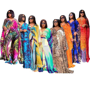 Women Africa Abaya 2 Piece Set African Dashiki Chiffon Polyester Fashion Two Piece Suit Wide Tops + Long Pants Party Free Size For Ladies - Flexi Africa - Flexi Africa offers Free Delivery Worldwide - Vibrant African traditional clothing showcasing bold prints and intricate designs