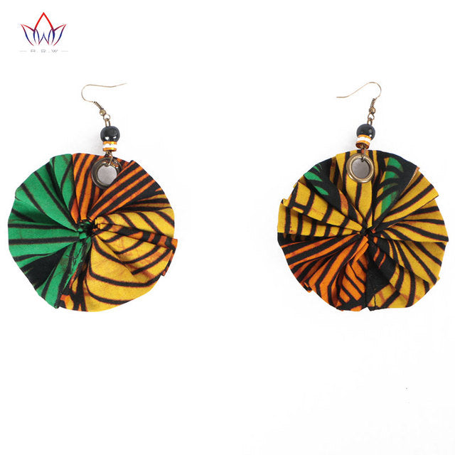 Handmade African Cotton Geometric Fabric Earrings - Flexi Africa - Flexi Africa offers Free Delivery Worldwide - Vibrant African traditional clothing showcasing bold prints and intricate designs